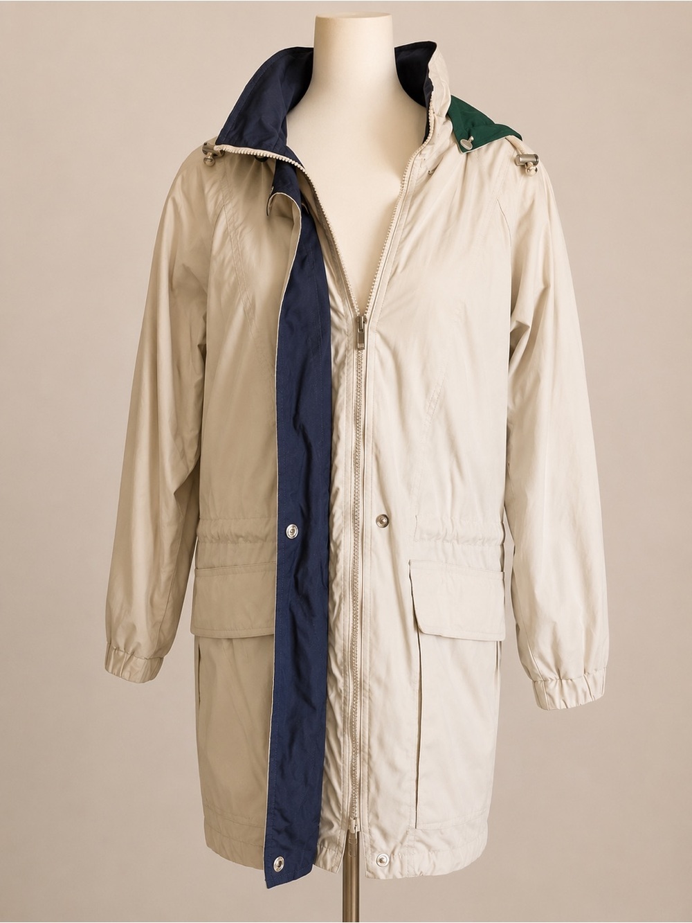 Vintage Y2K London Fog Colorblock Hooded Utility Rain Jacket Coastal Gorpcore S